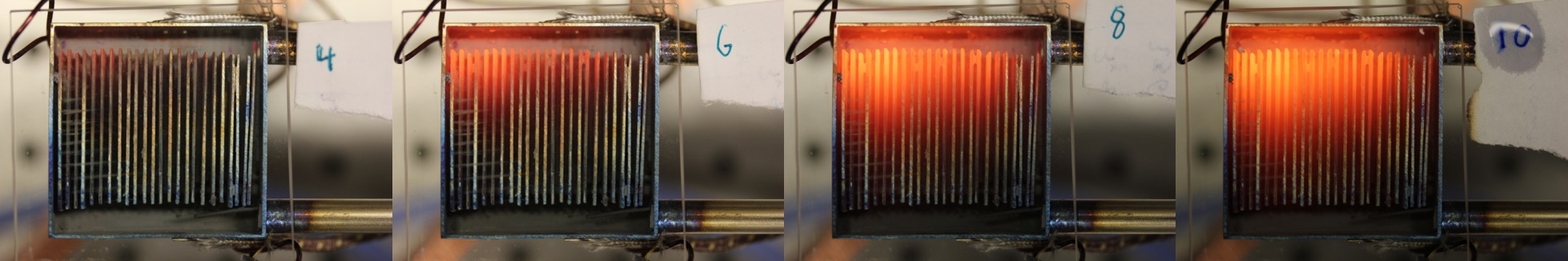 Burner photos at various flow rates